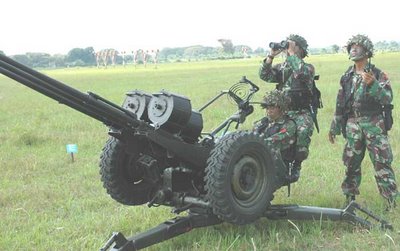 kanon Triple Gun kaliber 20mm, arsenal andalan Paskhas TNI AU untuk pertahanan titik.