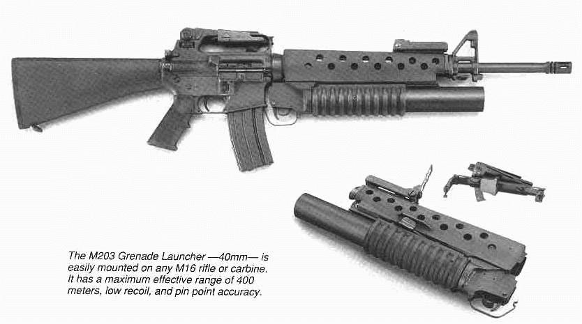 M16-A1 dengan pelontar granat M203