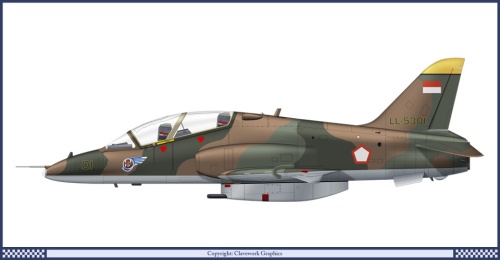 Pesawat lawas, Hawk MK.53 skadron 15 TNI AU juga bisa dipasangkan ADEN 30mm