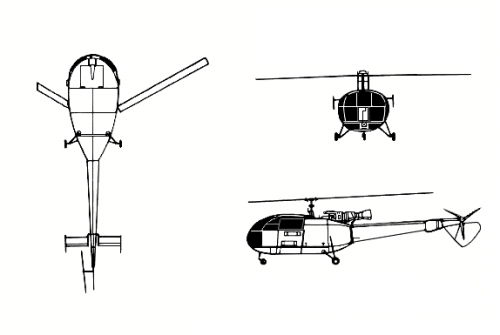 Tampilan 3D Alouette III