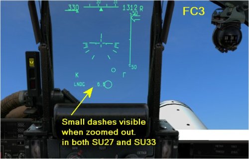 Simulasi HUD (head up display) pada Sukhoi Su-27.