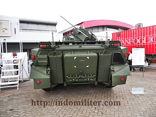 Tampilan belakang Marder 1A3, Marder menjadi IFV dengan bobot terberat di Indonesia (35 ton).